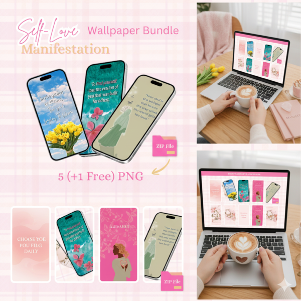 self love manifestation wallpaper bundle | 5 (+1 free) aesthetic spiritual phone backgrounds