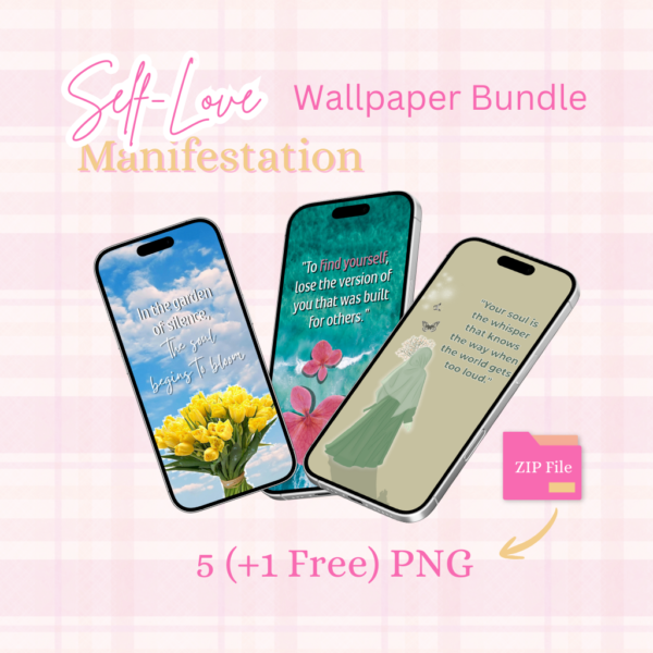 self love manifestation wallpaper bundle | 5 (+1 free) aesthetic spiritual phone backgrounds