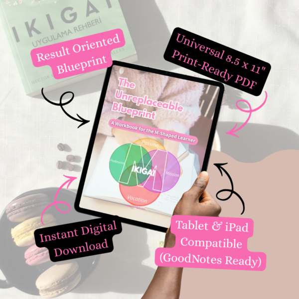 unreplaceable blueprint: ikigai m shaped workbook